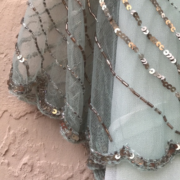 Lace & Beads Amazing Pale Green Beaded Romper - Picture 4 of 11